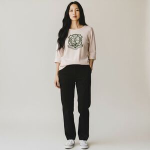 American Eagle Solid White Shirt 3/4 Quarter sleeve 100% Cotton size L Knitted